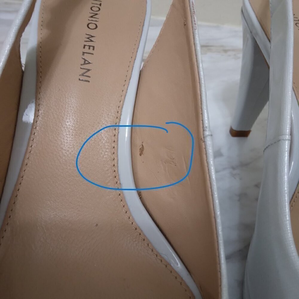 Antonio Melani | "Haleen" Patent Leather Peep Toe Slingback Heel Blue | Size 9M - Picture 10 of 12